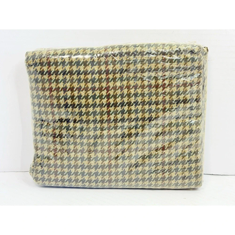 Vintage Ralph Lauren King Flat Sheet Houndstooth Plaid 100% Cotton NOS RARE NEW